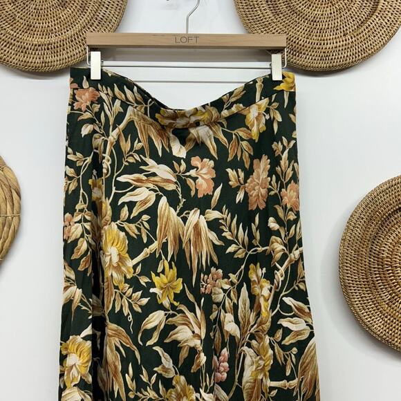 H&M Green Beige Vintage Inspired Floral Print High Rise Midi Skirt 14 - Picture 3 of 7